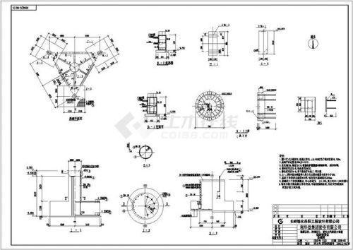 长岭县某石油化工厂的烟囱钢塔架结构施工图